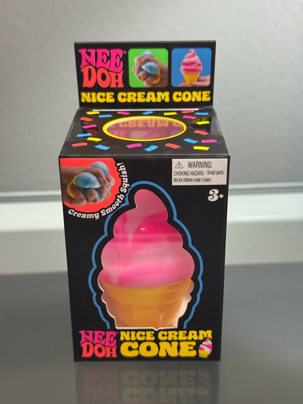 Needoh Nice Cream Cone Squishy Squeezy Fidget Toy Ice Cream Pink New SHIPS TODAY
